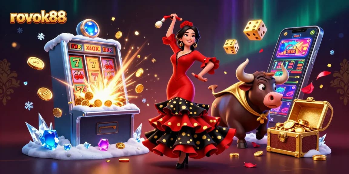 Experience thrilling gaming moments at rokok88 with vibrant characters and casino elements.