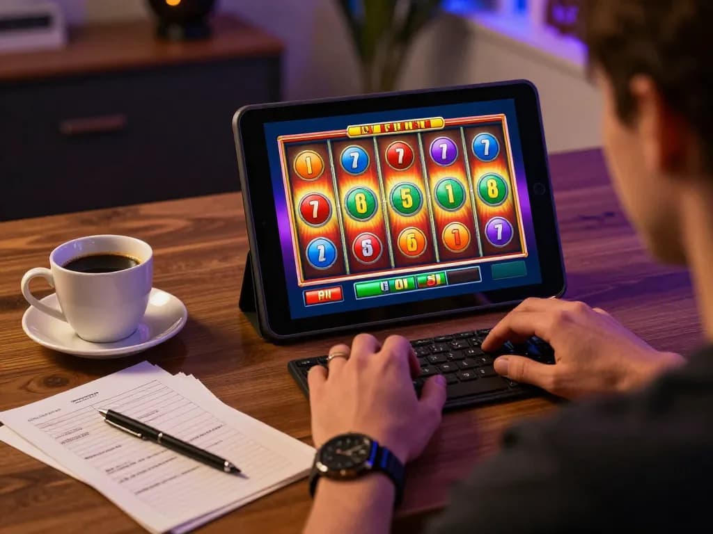 Engaged player exploring exciting online slots at lu88.com in a cozy gaming environment