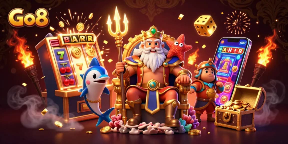 Engage with the vibrant Go8 casino experience featuring animated characters and jackpot excitement.