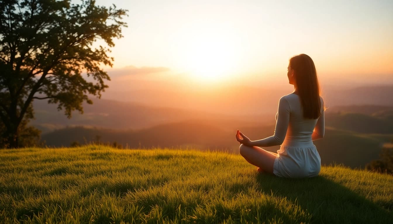 Relaxation and tranquility representation addressing stress and anxiety through meditation.