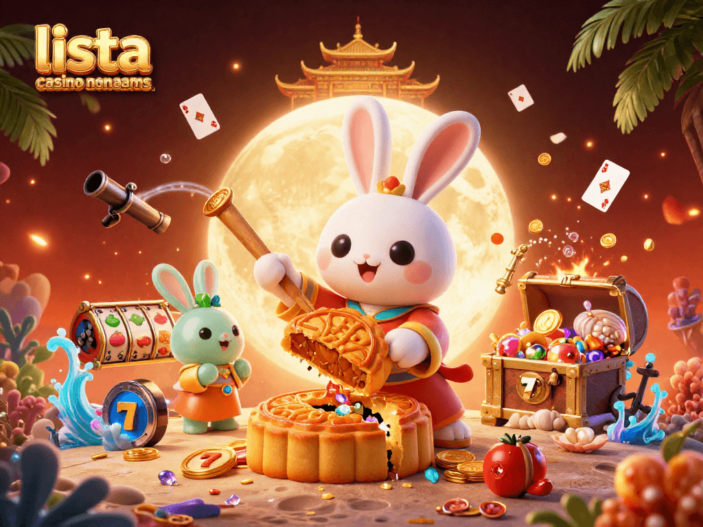 Scopri la lista casino non AAMS con slot e jackpot sotto la luna in questa vibrante illustrazione 3D.