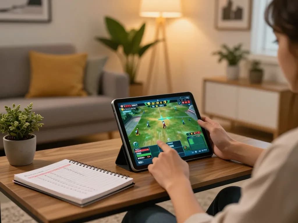 Giocatore che partecipa a scommesse sportive su siti scommesse non AAMS tramite un tablet, evidenziando il setup di gioco domestico.
