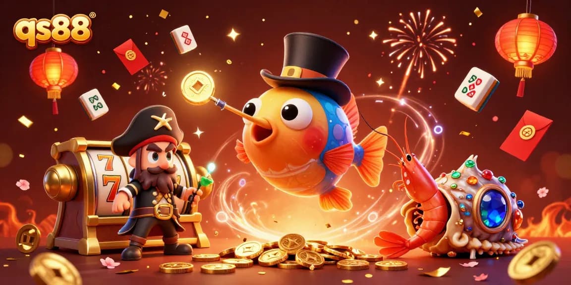 Engage with qs88's thrilling slots scene featuring glowing treasures and festive elements.