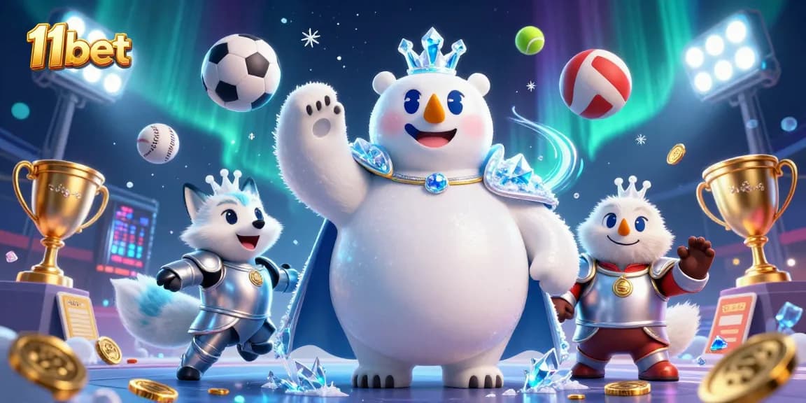 Experience thrilling action with 11bet, showcased by a polar bear and snow fox in an exciting betting scene.