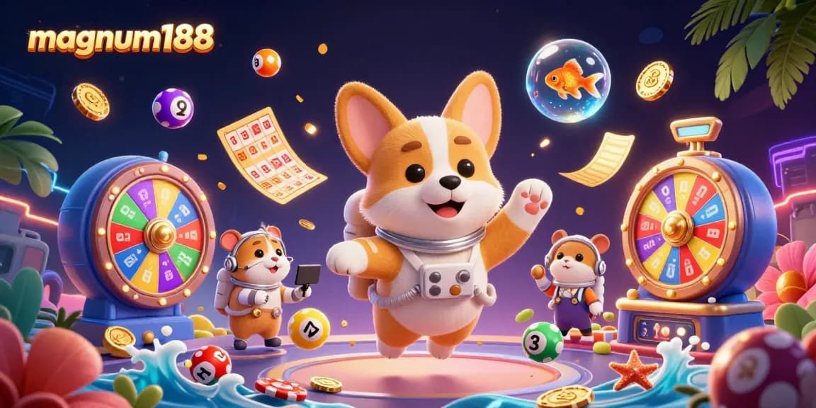 Engage with magnum188's exciting space casino adventure featuring a floating corgi astronaut!