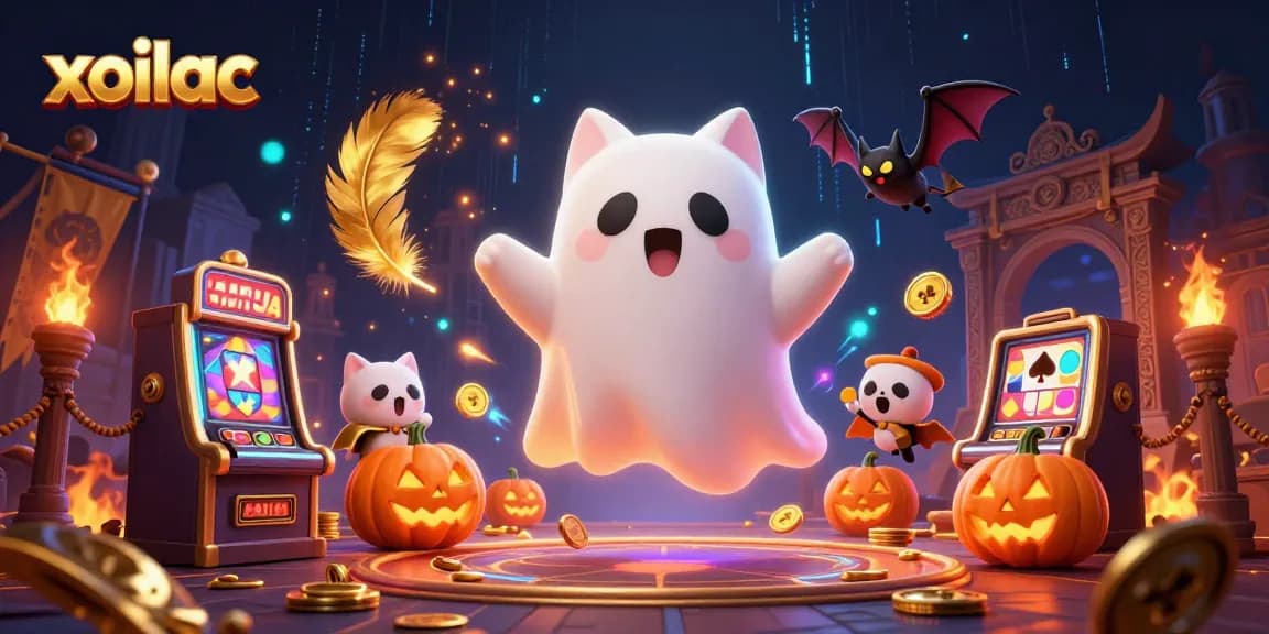 Enjoy thrilling gameplay at Xoilac with a spooky ghost cat and vibrant casino atmosphere.