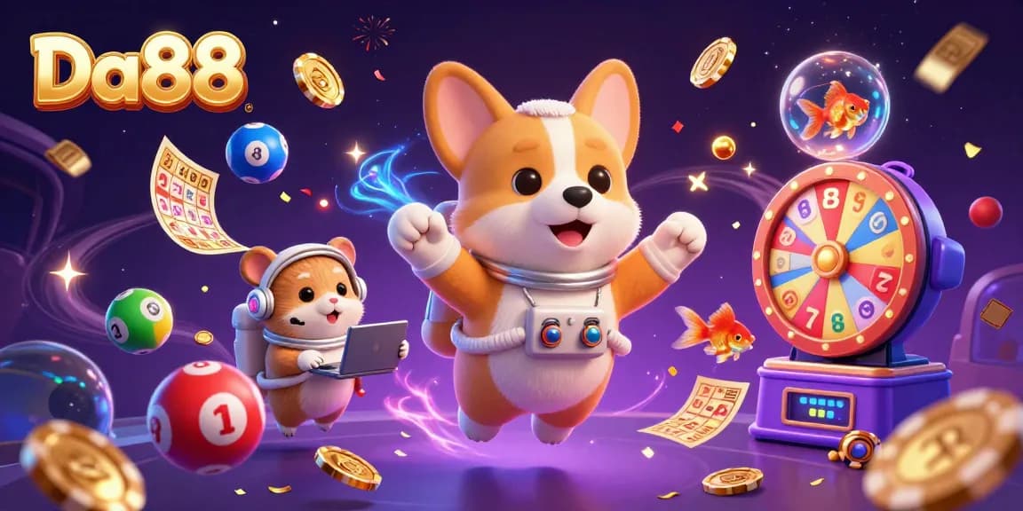 Engage with exciting gameplay at Da88 with vibrant animation of a casino space adventure.