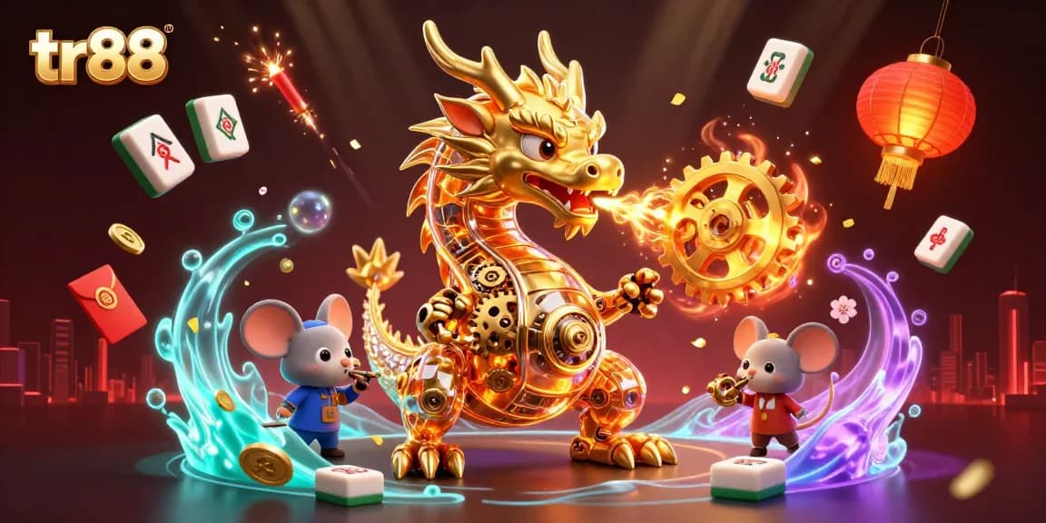 Engage with thrilling tr88 casino action featuring a golden dragon and festive game elements