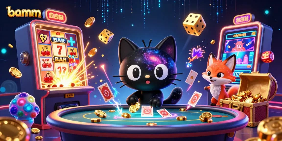 Experience the thrill at bamm's cosmic casino with a high-energy scene featuring vibrant characters and game elements.