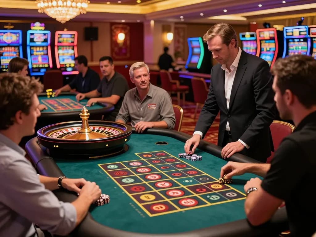 Exciting roulette game on the five88 casino floor with players placing bets and watching the spinning wheel.