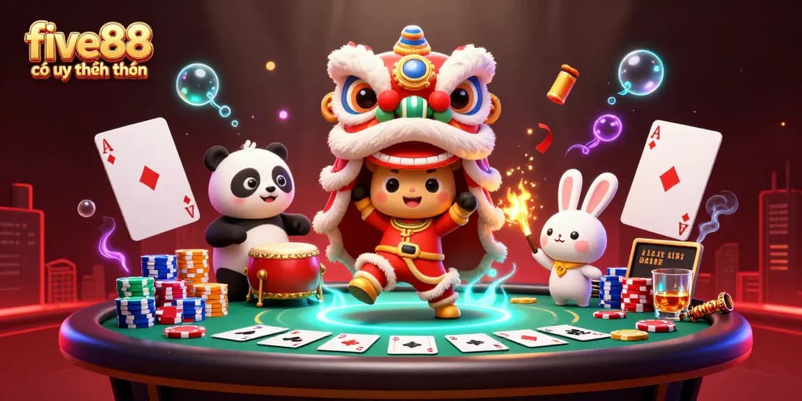 Experience the excitement of five88 có uy tín không with a vibrant casino scene featuring engaging characters and elements.