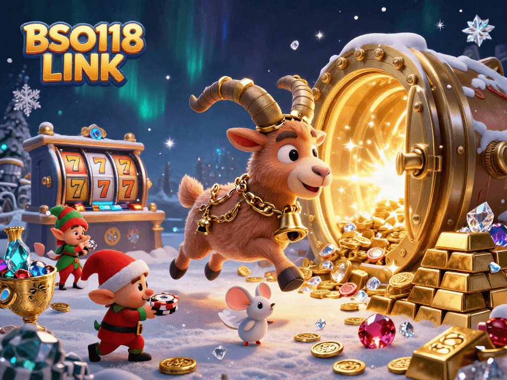 BSO118 LINK captivates players with this festive 3D illustration of Krampus in a casino.