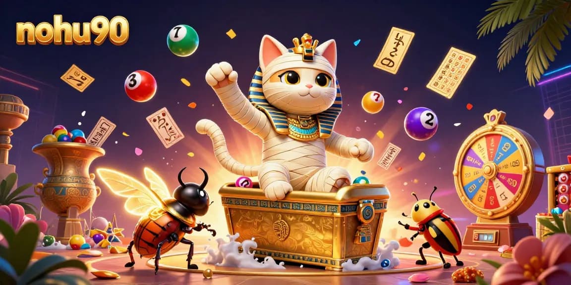 Experience immersive gameplay with nohu90's vibrant casino-themed 3D illustration