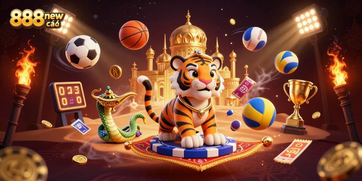 Engage with 888new nhà cái in a vibrant 3D illustration showcasing sports betting excitement.