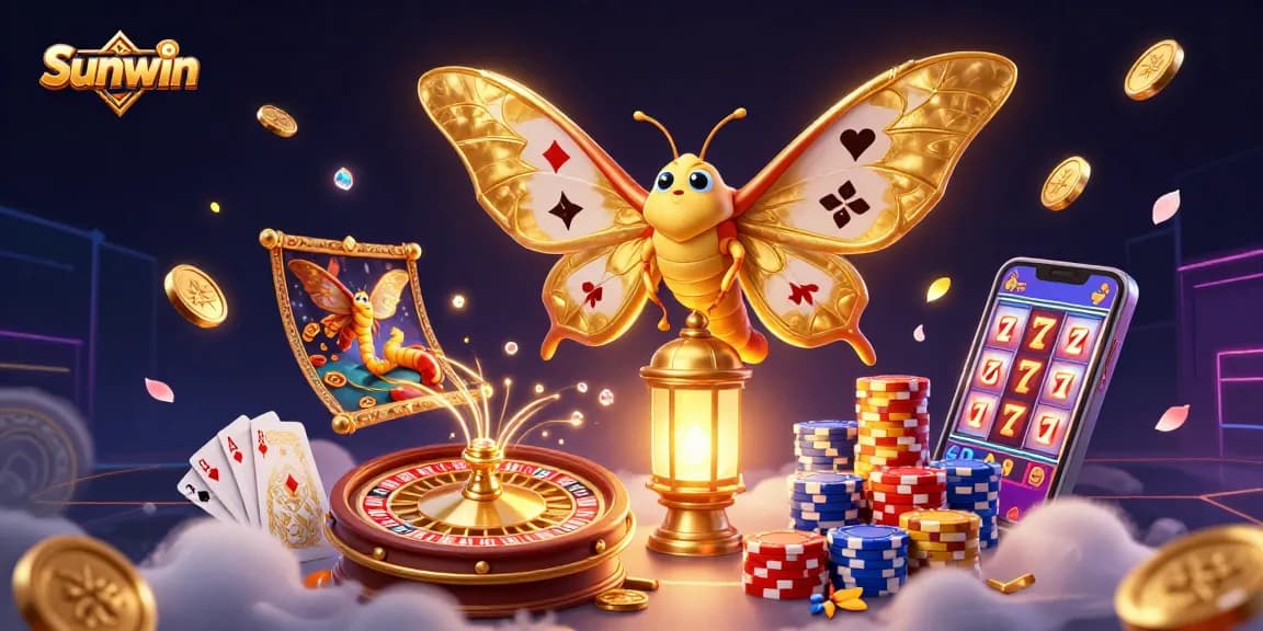 Experience immersive casino thrills with Sunwin as golden coins and vibrant game elements unfold.