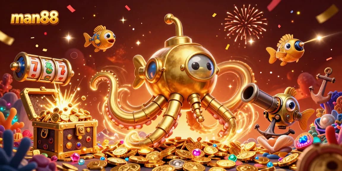 Experience thrilling gameplay with man88's golden casino adventure, featuring exciting characters and treasures.