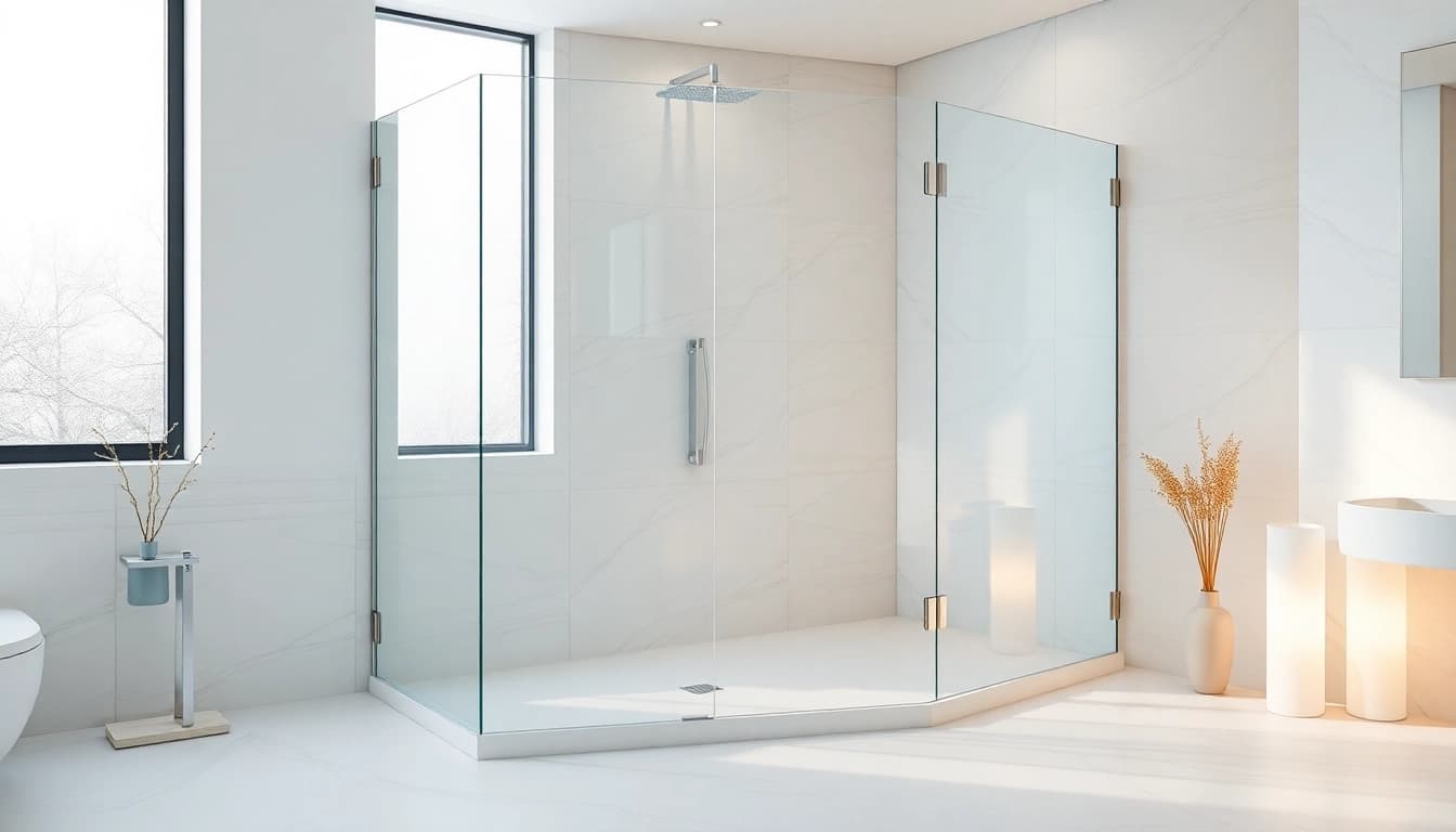 Stylish corner shower screen frameless enhancing a modern bathroom aesthetic