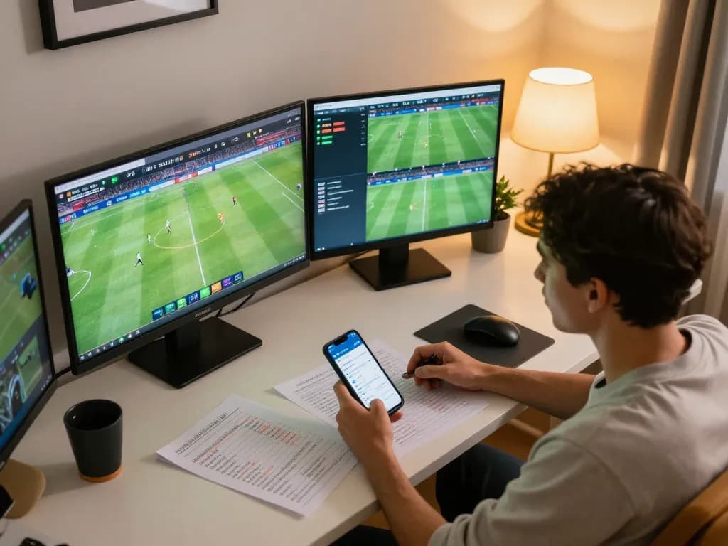 SOCOLIVE user actively betting on live matches from a stylish home setup, showcasing modern gaming strategies.