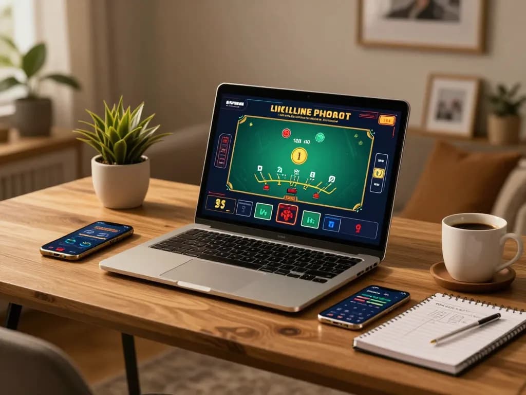 79king players competing in strategic blackjack gameplay on a stylish laptop in a cozy home environment