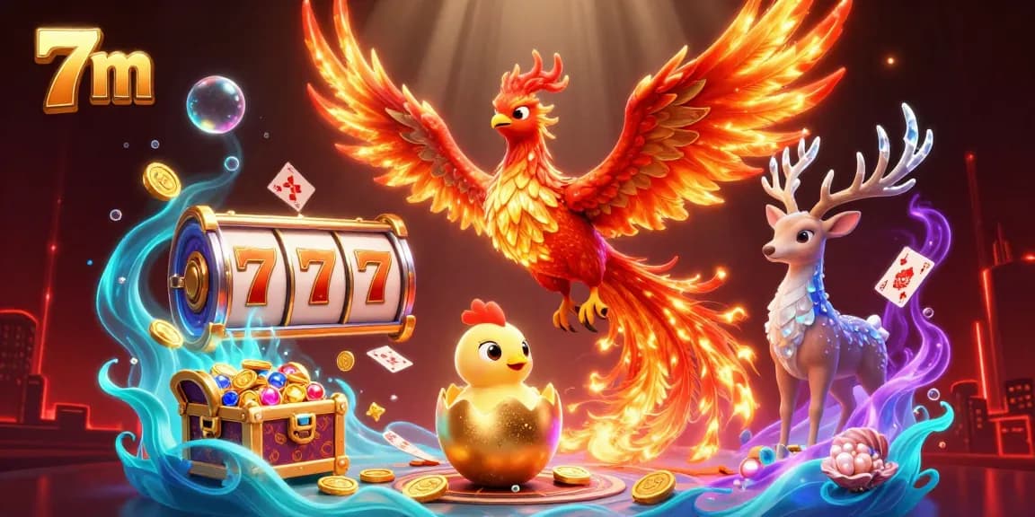 Engage players with 7m gaming excitement through a dynamic 3D phoenix, slot reels, and sparkling treasures.