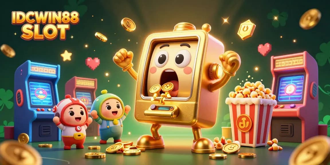 Spin and win with the IDCWIN88 SLOT, showcasing animated slot machines and gambling excitement.