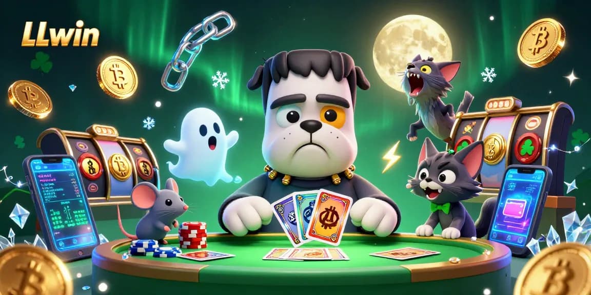 Engage with LLwin in an exhilarating 3D casino scene featuring a Frankenstein bulldog and more in action.