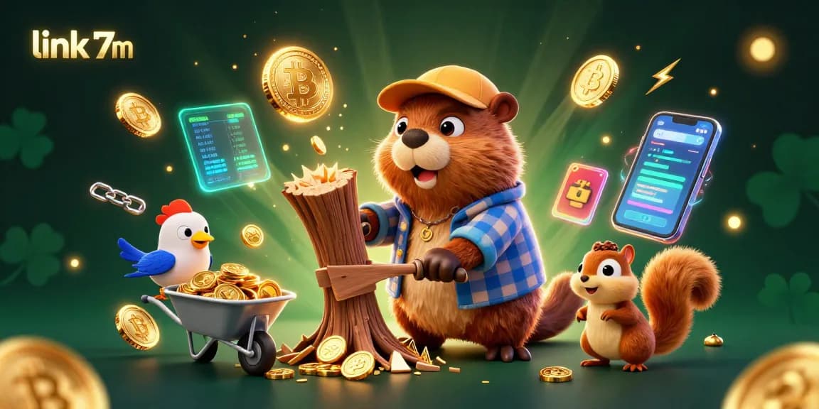 Engage with link 7m and enjoy a vibrant cartoon scene of a beaver, bird, and squirrel in a rich casino environment.