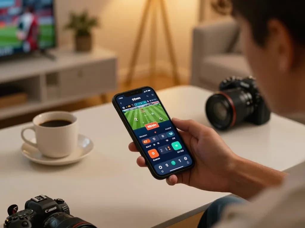 Player exploring sports betting options on the 98win app during a cozy home setup.