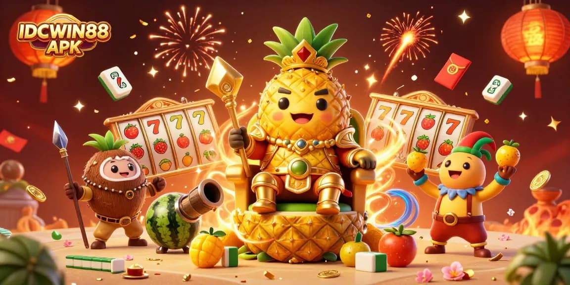 Experience thrilling gameplay with IDCWIN88 APK, featuring dynamic slot reels and vibrant casino elements.