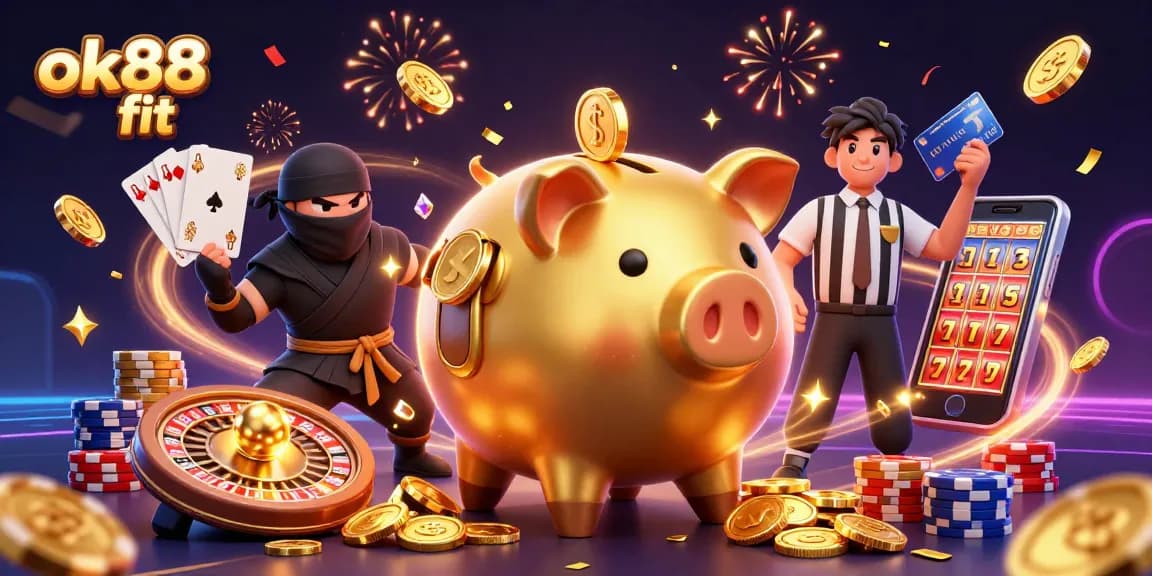 Experience gaming excitement with ok88 fit's engaging casino scene featuring vibrant characters.