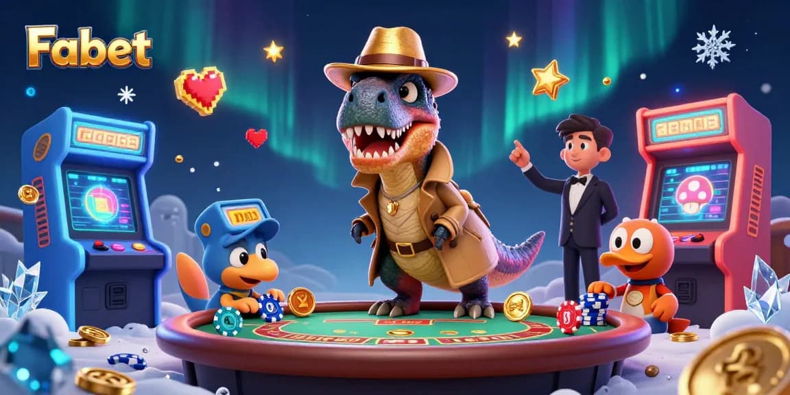 Fabet gives players a thrilling casino experience with a colorful 3D illustration showcasing exciting gaming elements.