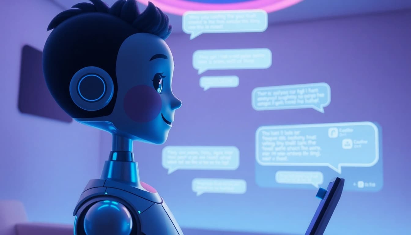 Porn chat ai interface showcasing a friendly digital character in a modern chat setting.