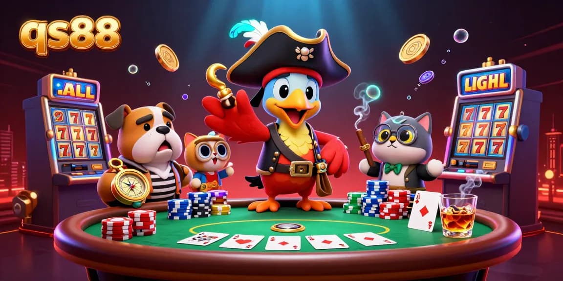 Engage with qs88's exciting gaming experience through our interactive digital illustration of casino fun.