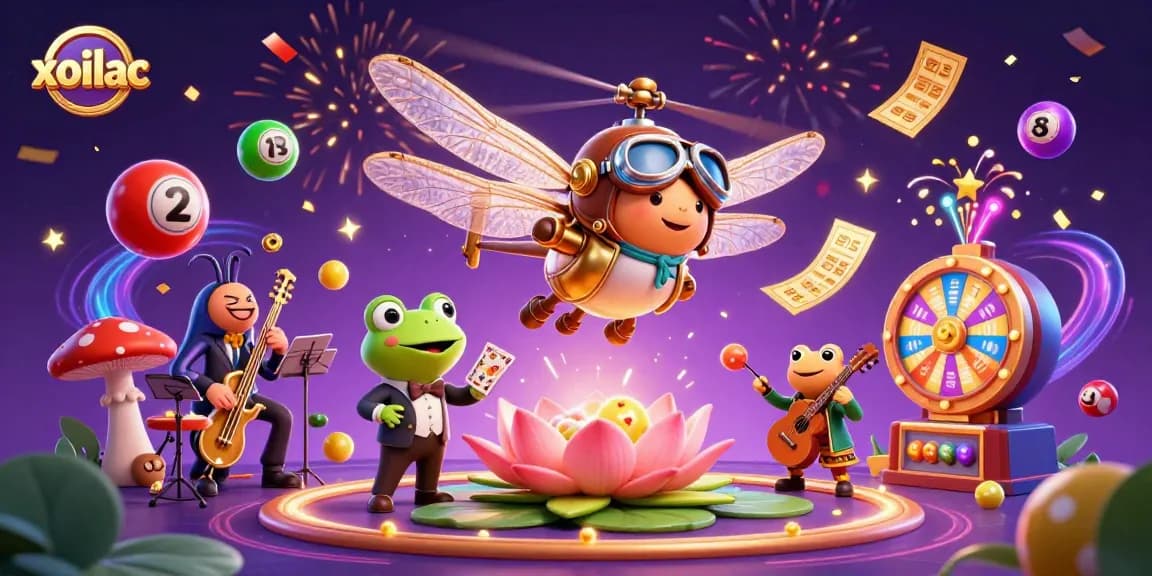 Xoilac delivers thrilling gambling experiences with bright lottery balls and a dynamic casino scene.