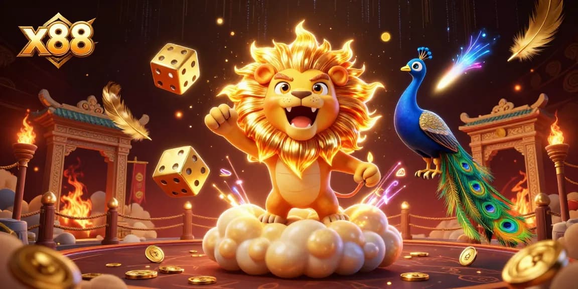 Engage with x88's thrilling casino experience featuring vibrant characters and dynamic gaming elements.
