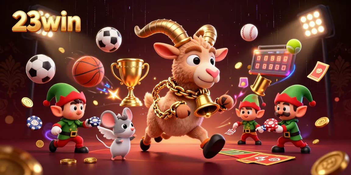 Exciting gameplay action at 23win, showcasing festive characters in a vibrant casino scene.