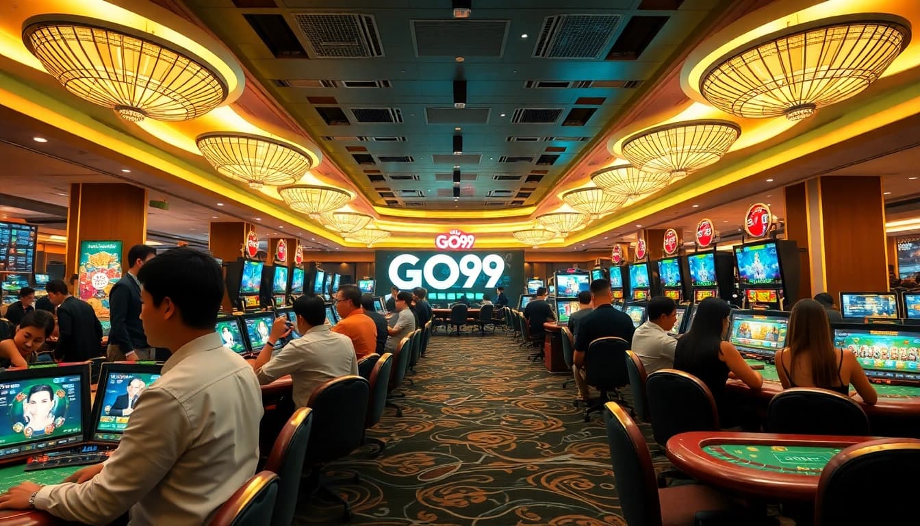 Exciting online gambling scene at https://go99.cheap/ featuring diverse players and modern gaming tables.