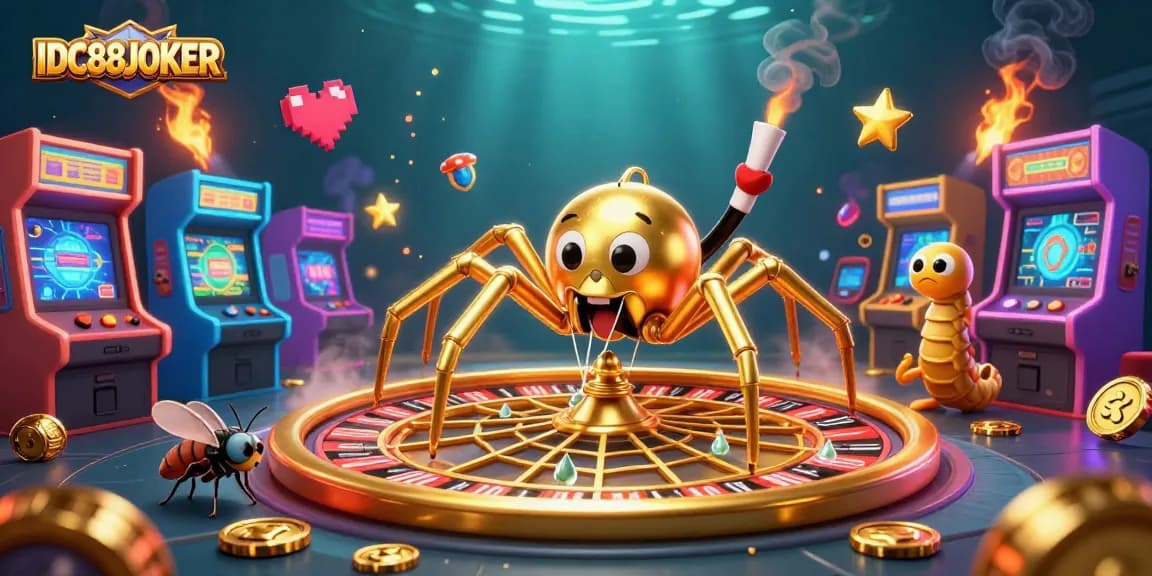 Experience thrilling gameplay with IDC88JOKER featuring a whimsical casino scene with vibrant characters and gold.