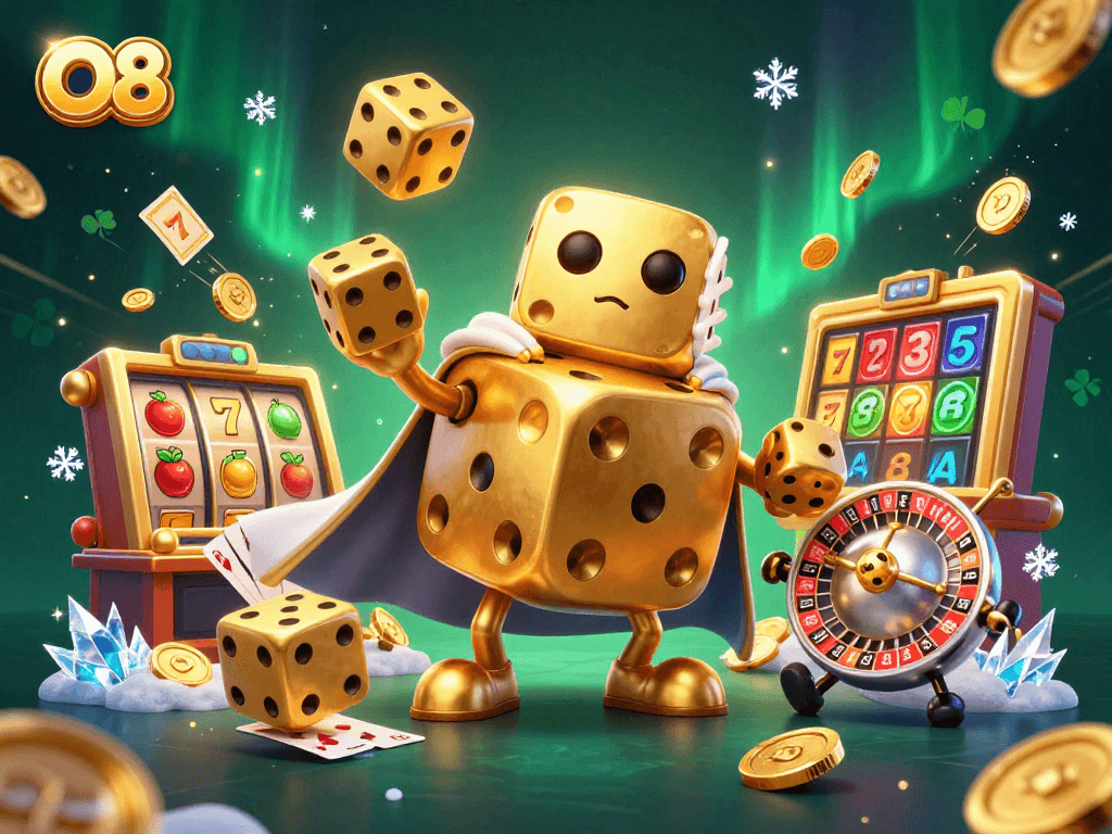 Engage with O8's vibrant 3D animation showcasing thrilling slot reel action and dynamic gameplay.