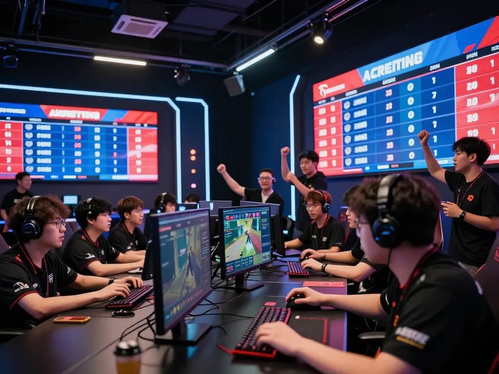 Exciting esports betting action at mk8th with intense players and live odds displays.