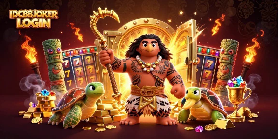 Play games and win big with IDC88JOKER LOGIN in this vibrant casino illustration