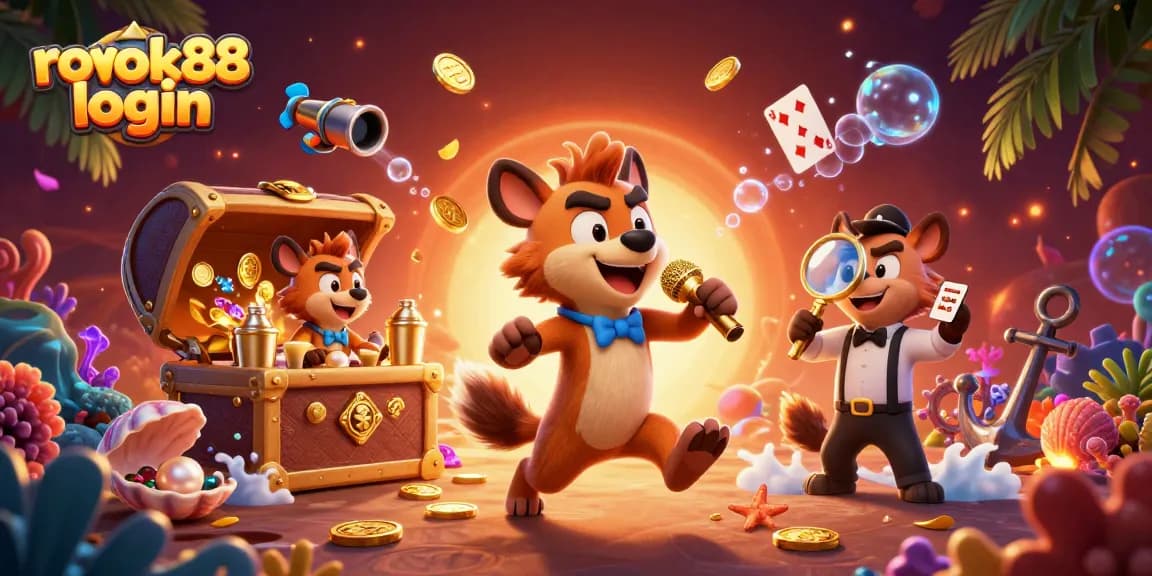 Engage in thrilling gameplay at rokok88 login, featuring cartoon hyenas in a vibrant casino scene.