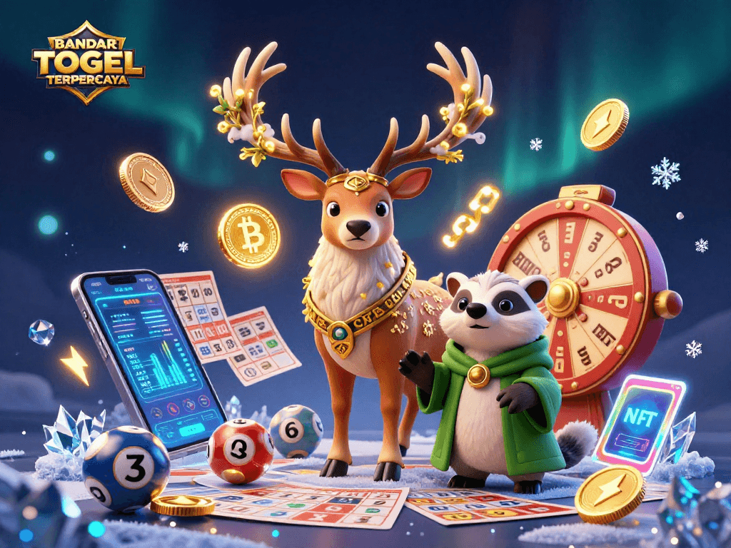 BANDAR TOGEL TERPERCAYA showcases thrilling lottery excitement with vibrant characters and dynamic game elements.