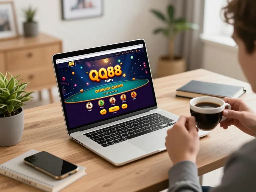 Engage with QQ88 com at home by playing exciting online casino games on a sleek laptop