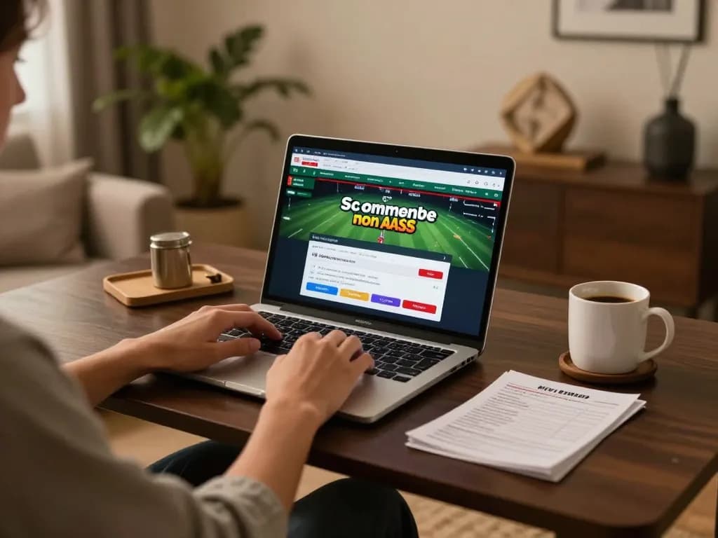Interagire con siti scommesse non AAMS da un ambiente domestico elegante mentre si analizzano le scommesse