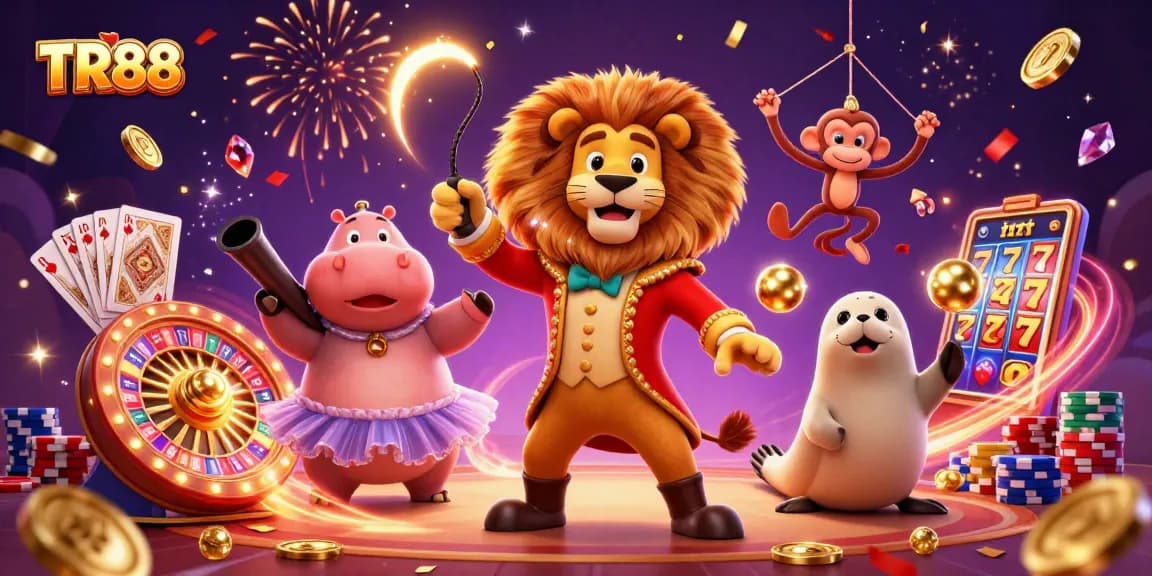 Experience casino excitement with TR88 featuring sparkling gems, roulette, and whimsical characters!