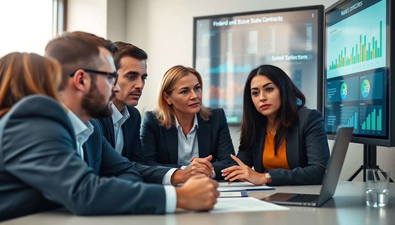 Analyze Federal and State contracts with a dedicated consulting team in a professional office.