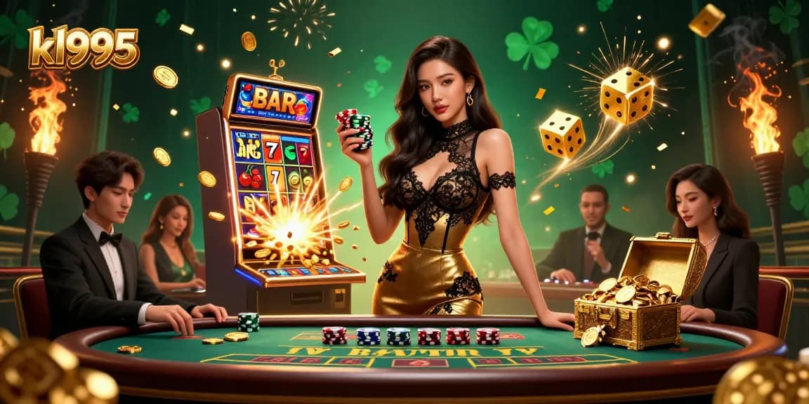 Experience the excitement of KL995 casino with vibrant golden chips and thrilling games.