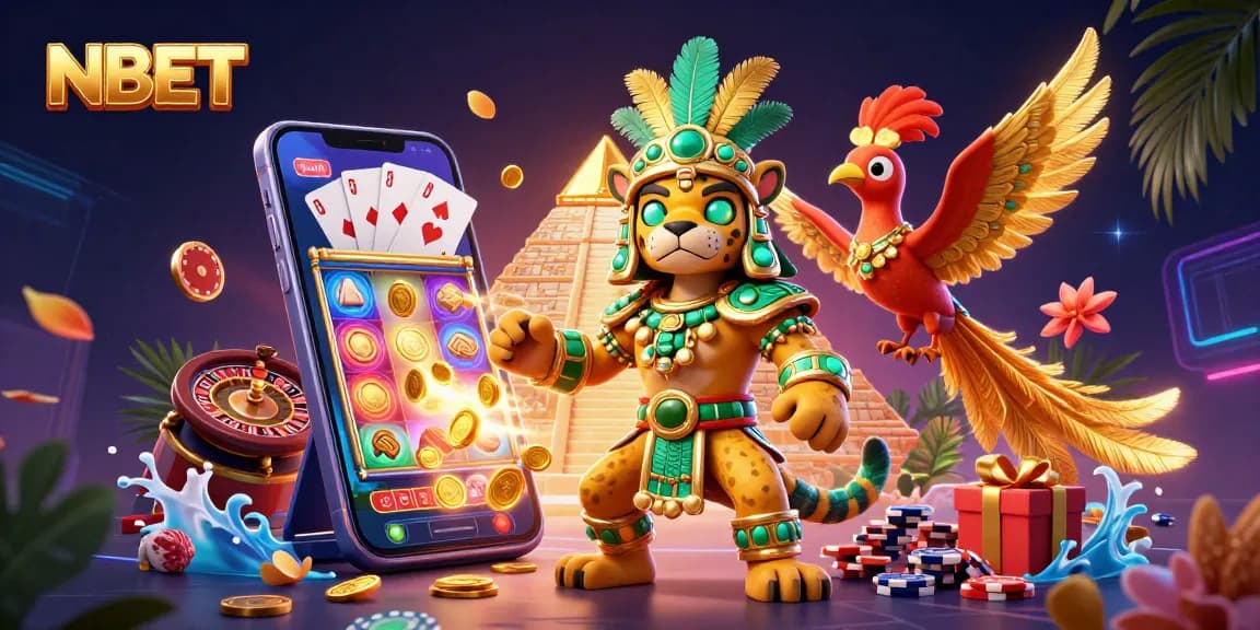 Experience the thrill of NBET gaming featuring vibrant casino elements and dynamic characters.