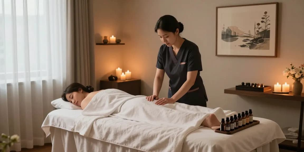 Professional 강남출장마사지 therapy room with serene ambiance and essential oils.
